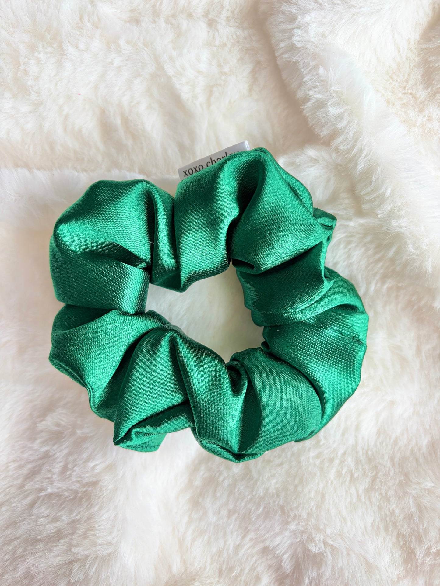 Green Regular Satin Scrunchie