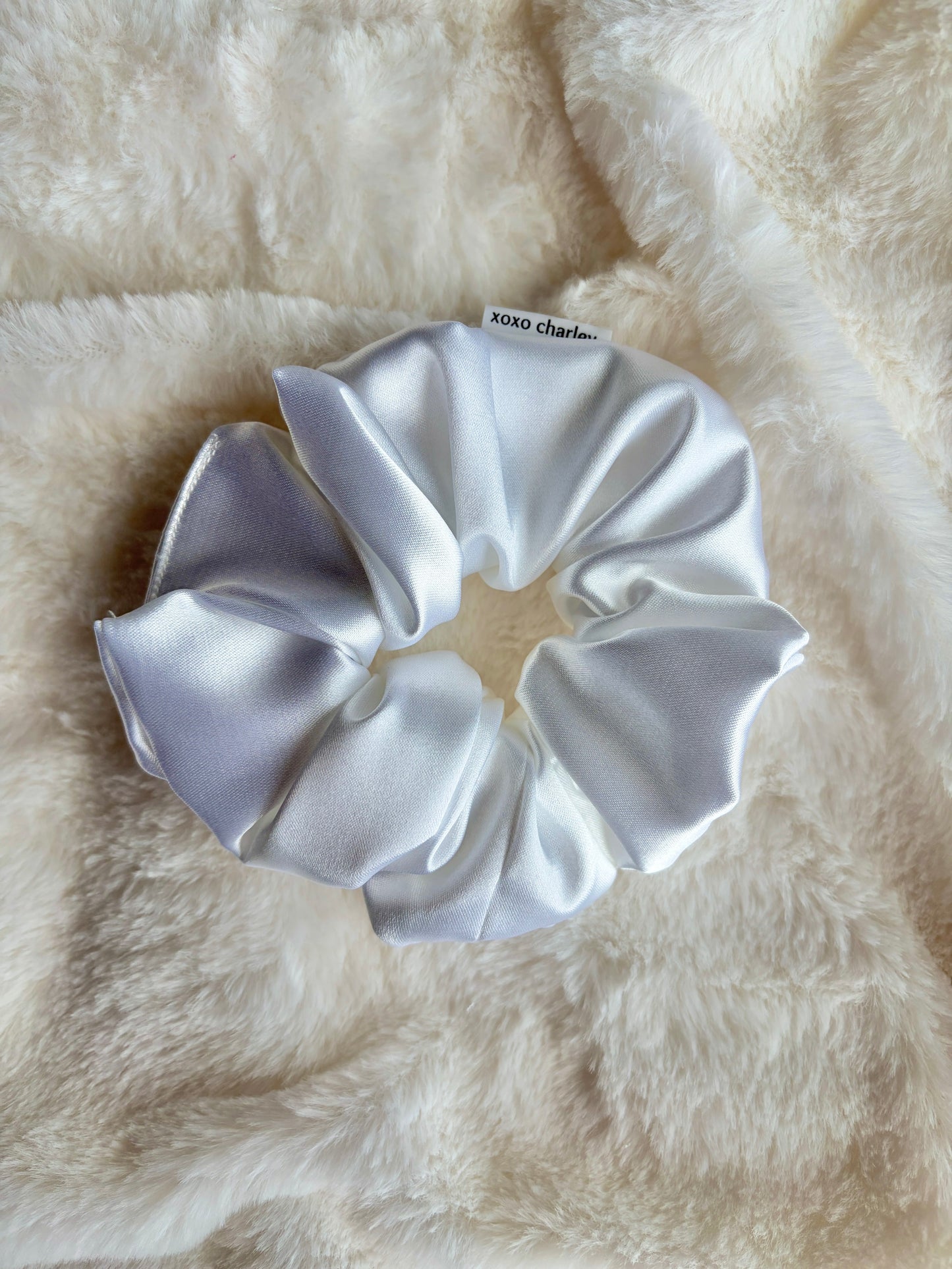 White Large Satin Scrunchie