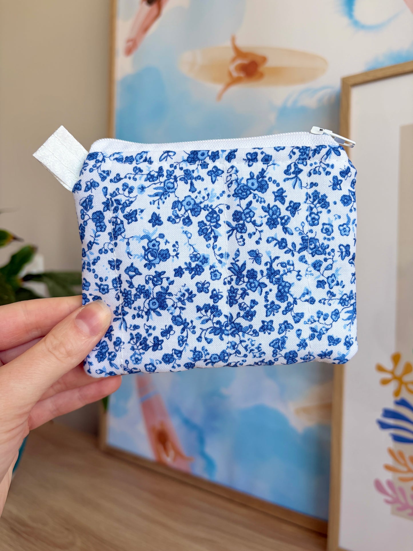 Royal Blue Floral Keychain Wallet
