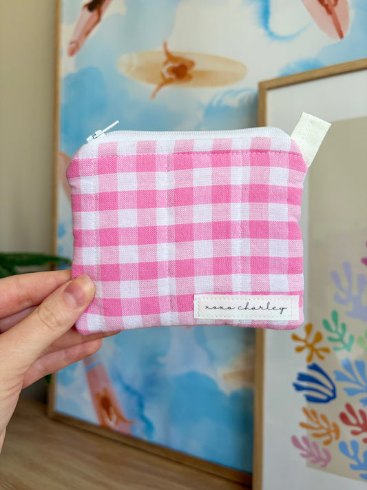 Pink Gingham Keychain Wallet