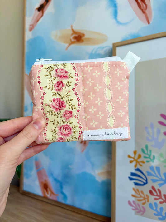 Pink & Yellow Floral Keychain Wallet