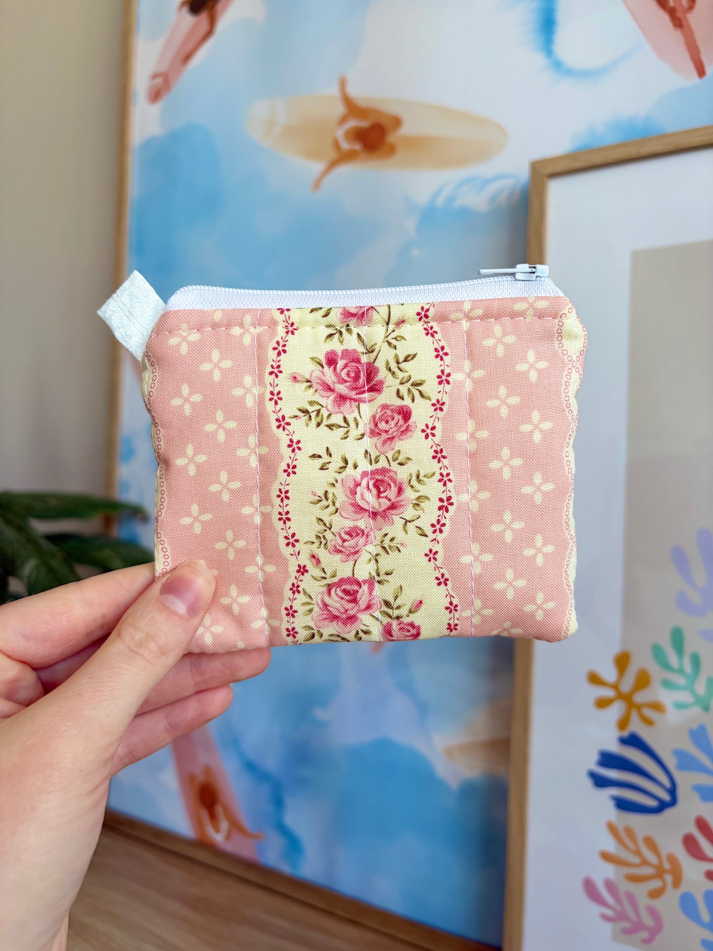 Pink & Yellow Floral Keychain Wallet