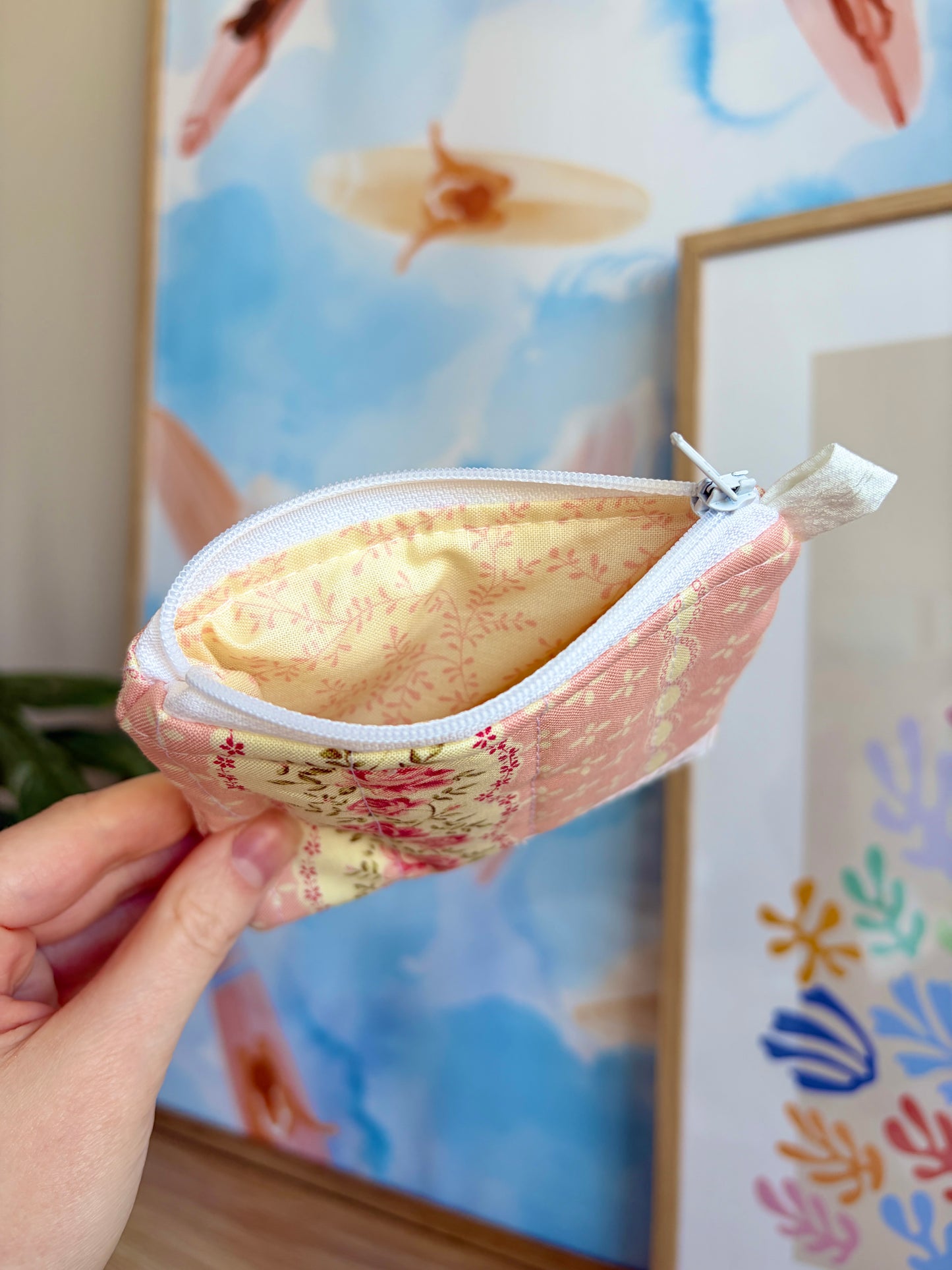 Pink & Yellow Floral Keychain Wallet