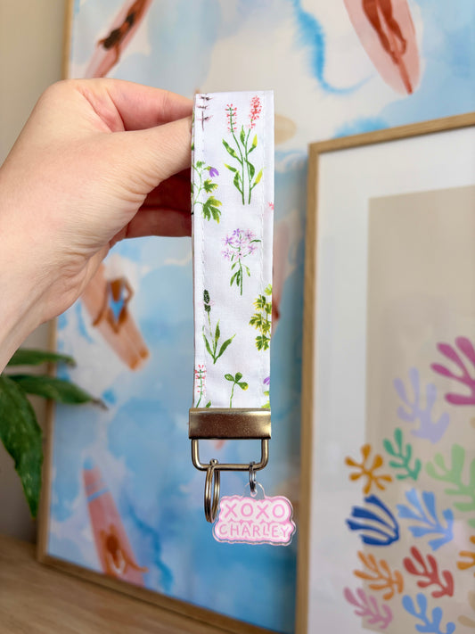 Purple Wildflower Keychain Wristlet