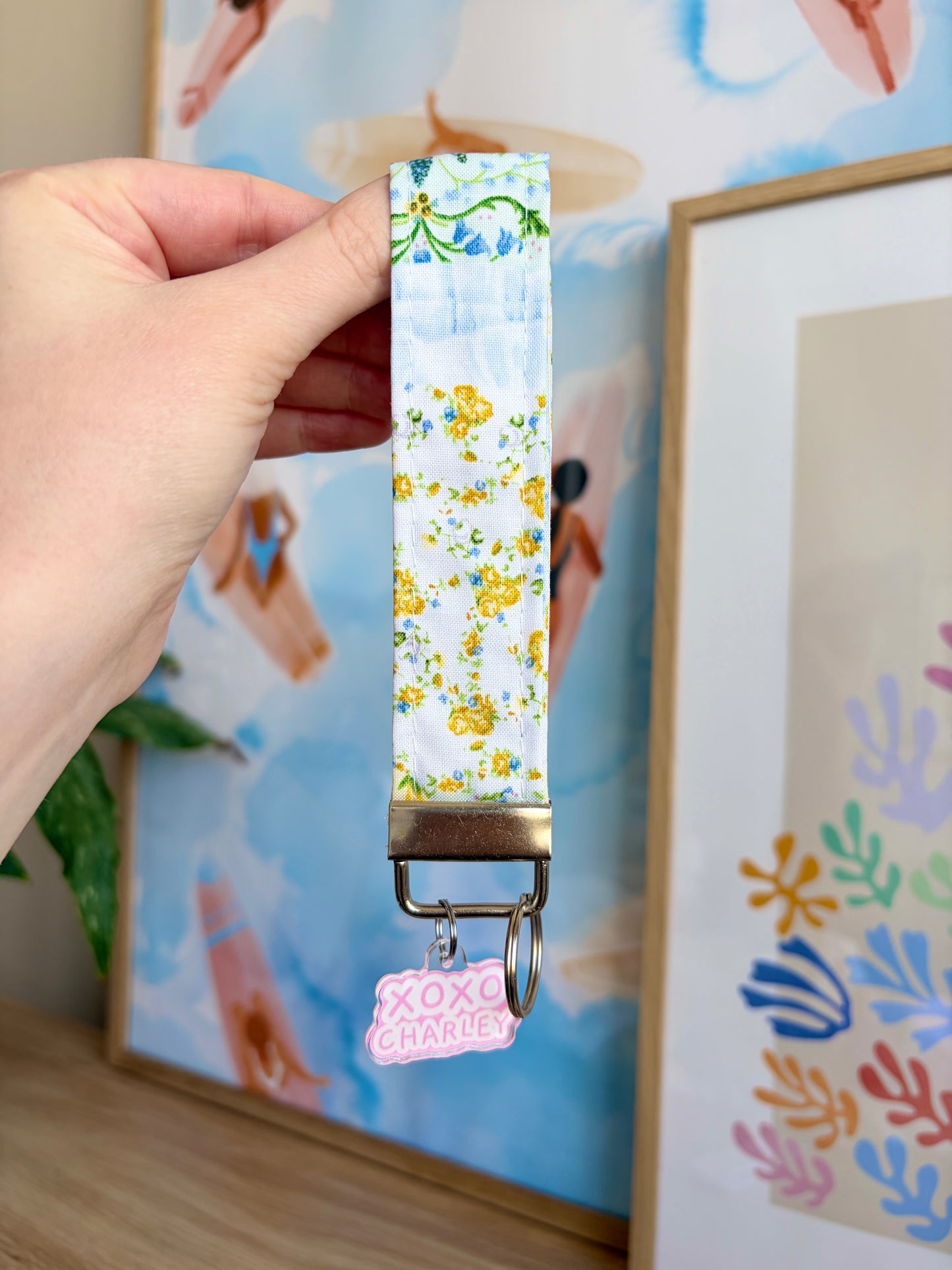 Green Patchwork Keychain Wristlet