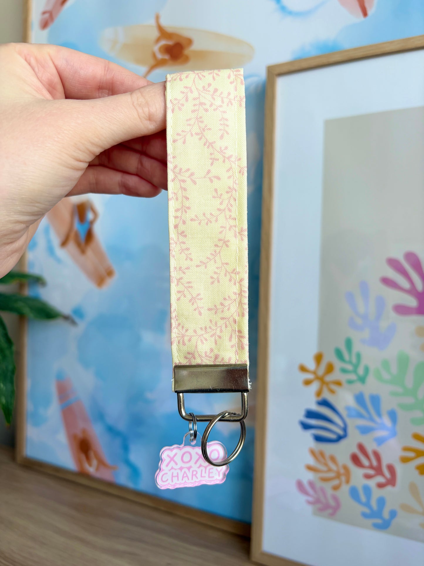 Pink & Yellow Floral Liner Keychain Wristlet
