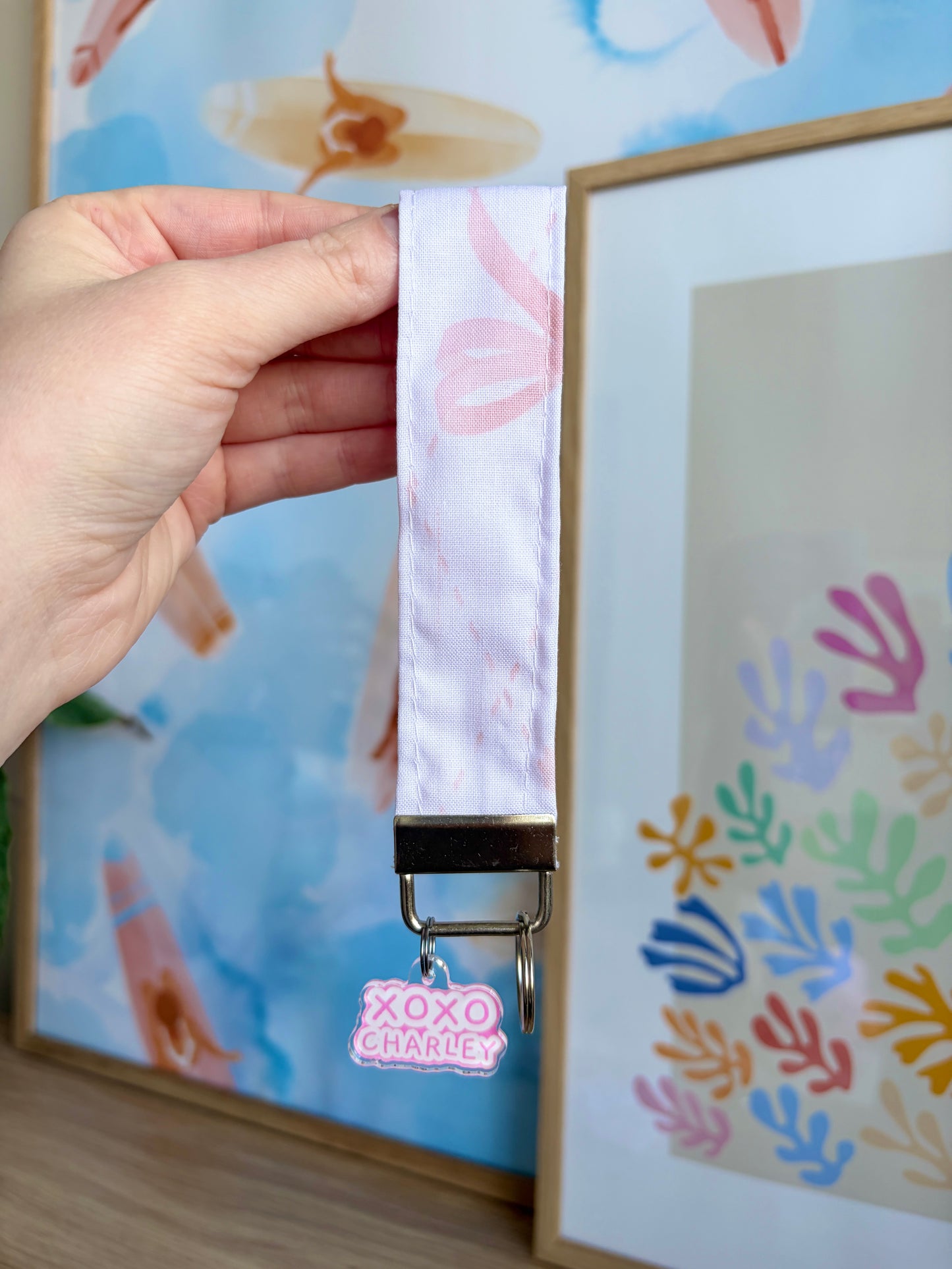 Large Pink Bow Keychain Wristlet