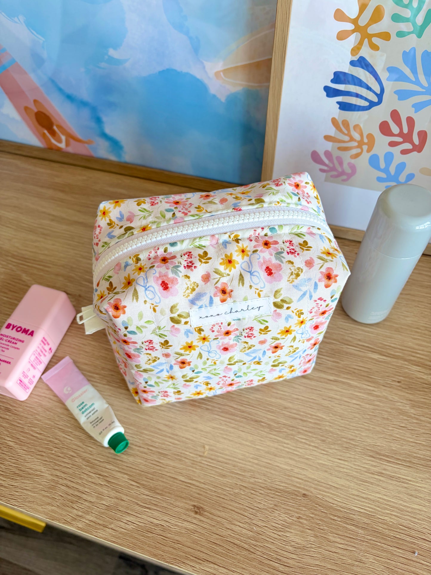 Bright Floral Medium Makeup Bag
