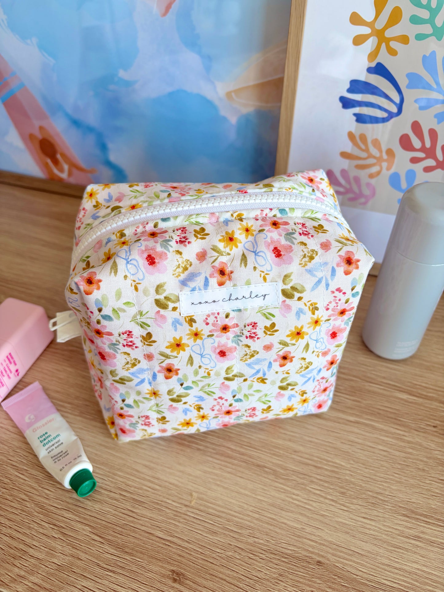 Bright Floral Medium Makeup Bag