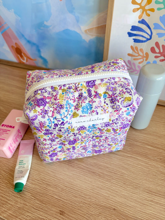 Ditsy Picnic Purple Medium Makeup Bag