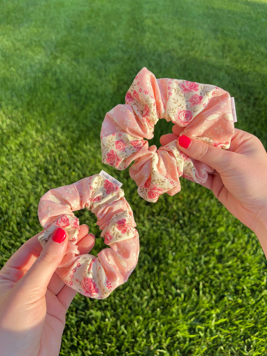 Pink & Yellow Floral Cotton Scrunchie
