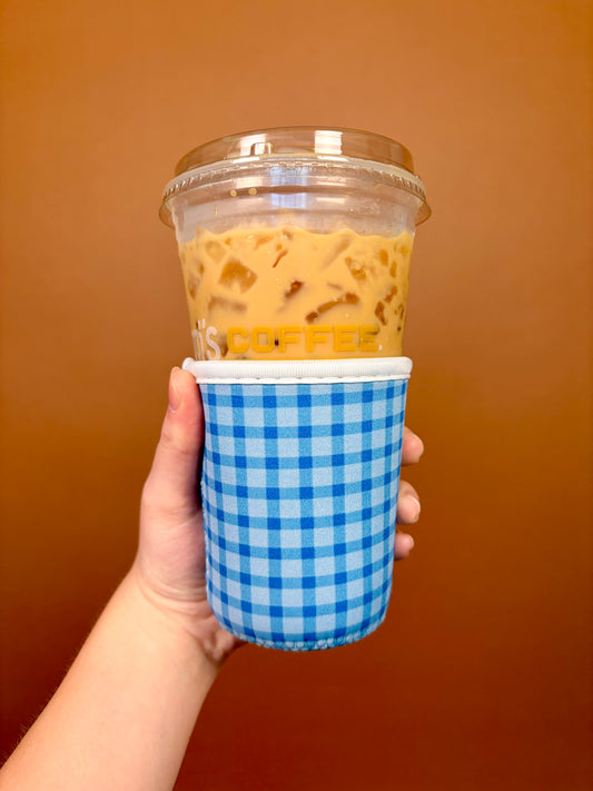 Small Blue Gingham Cup Sleeve *limited-edition*