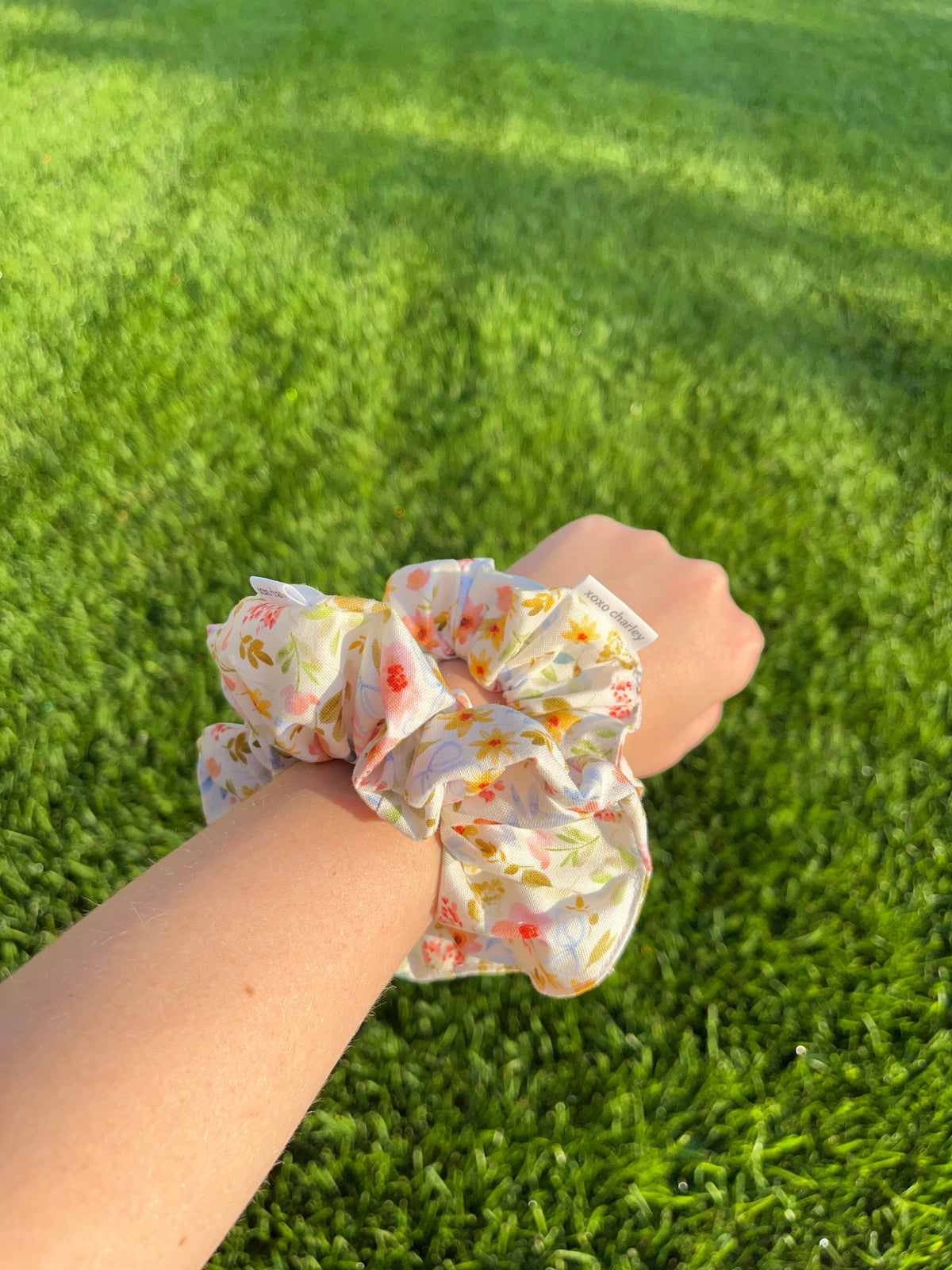 Bright Floral Cotton Scrunchie