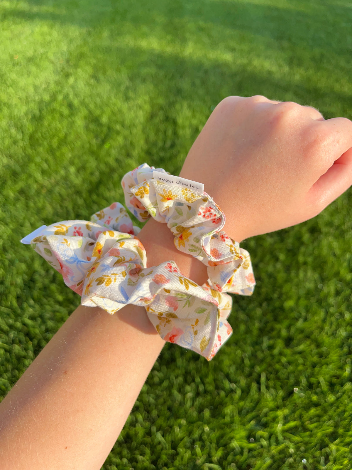 Bright Floral Cotton Scrunchie