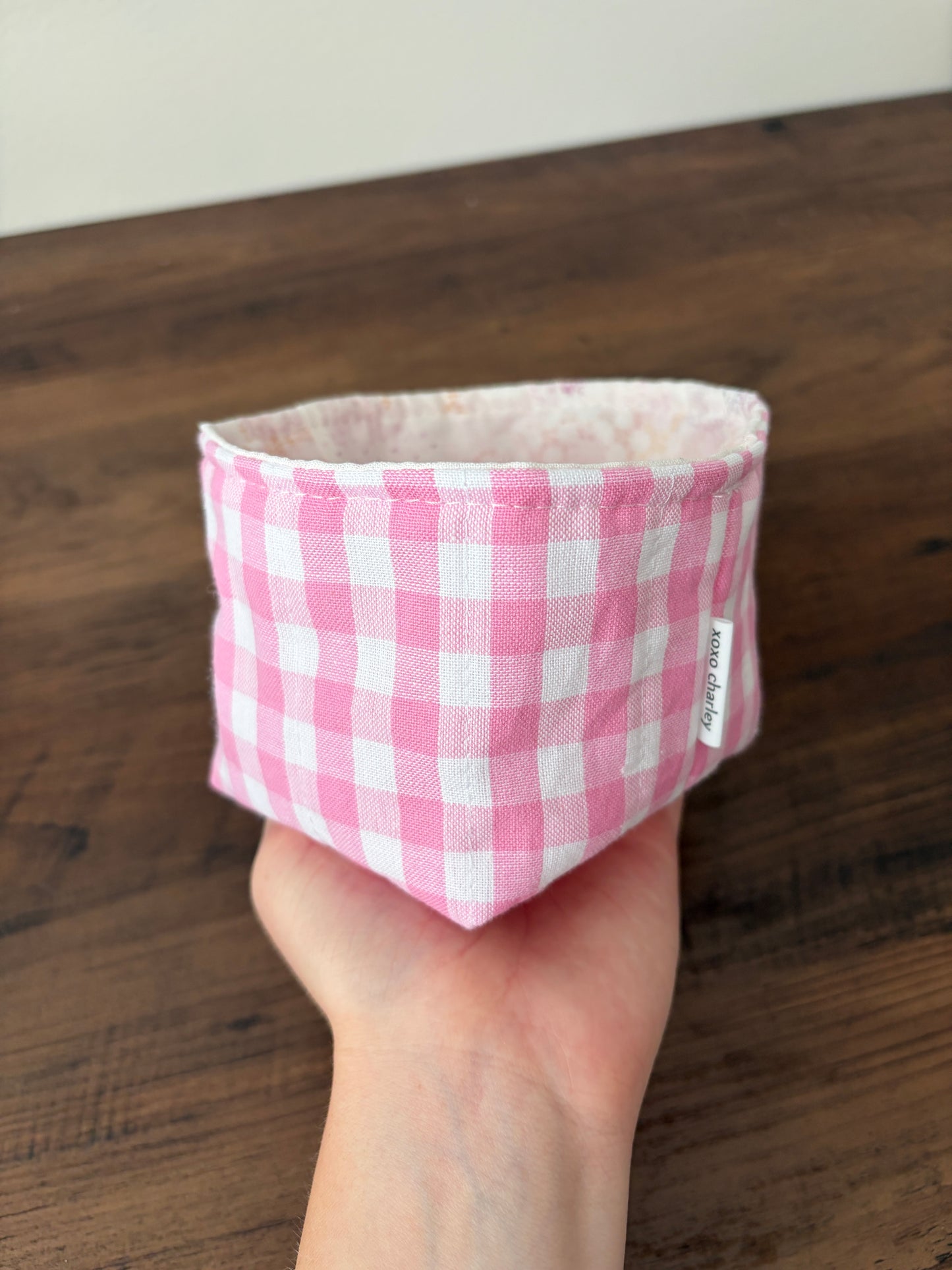 Pink Gingham Small Fabric Bowl *limited-edition*