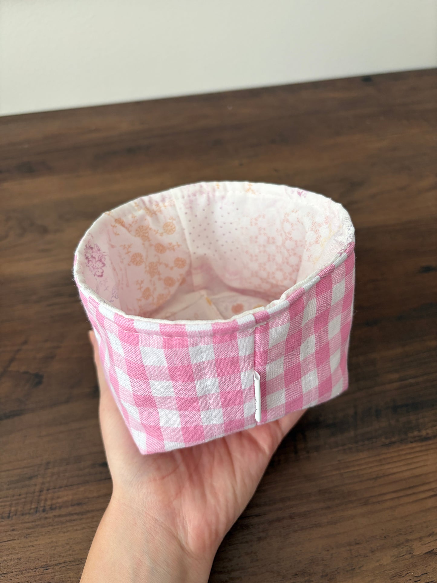 Pink Gingham Small Fabric Bowl *limited-edition*