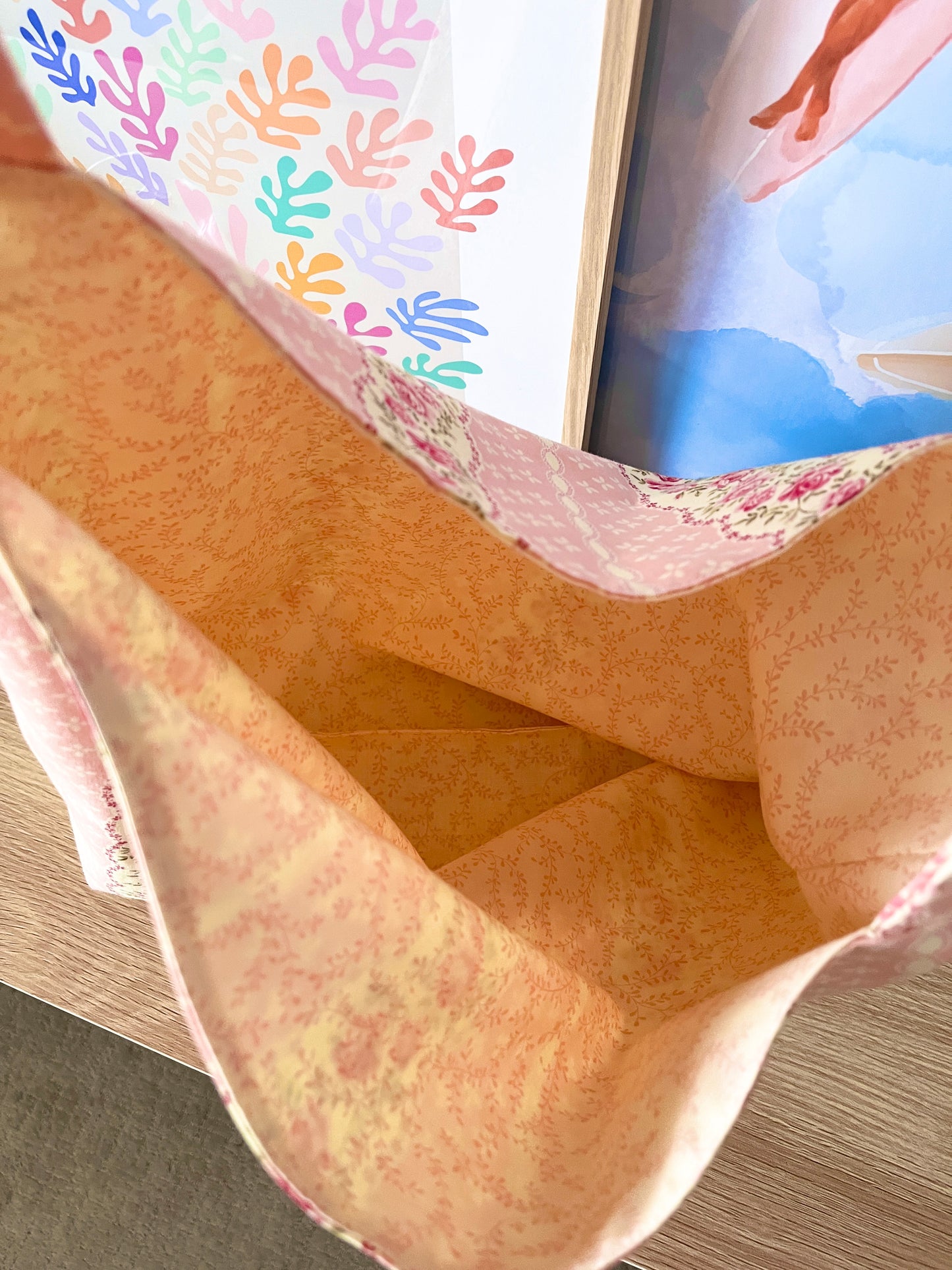 The Pink & Yellow Floral Bow Tote Bag