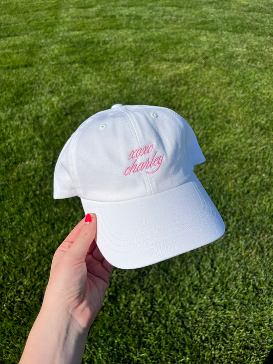 White Xoxo Charley Embroidered Hat