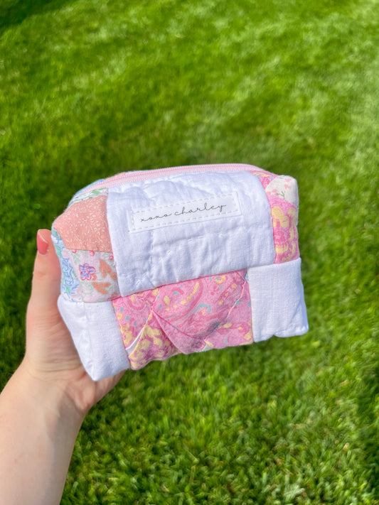 The Dusty Rose Quilted Mini Makeup Bag *limited-edition*
