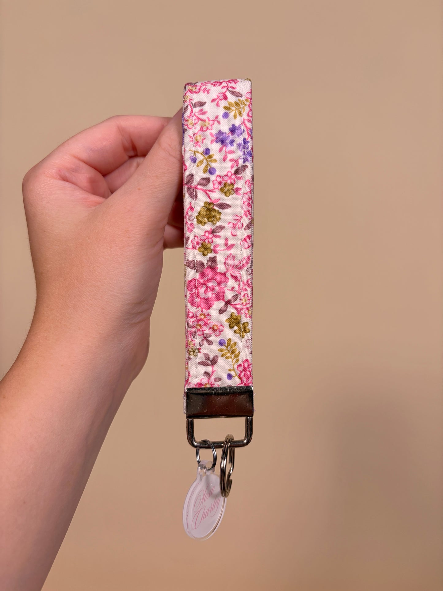 Ditsy Picnic Pink Premium Keychain Wristlet