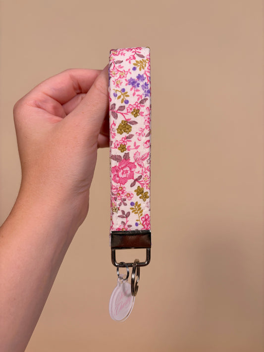 Ditsy Picnic Pink Premium Keychain Wristlet