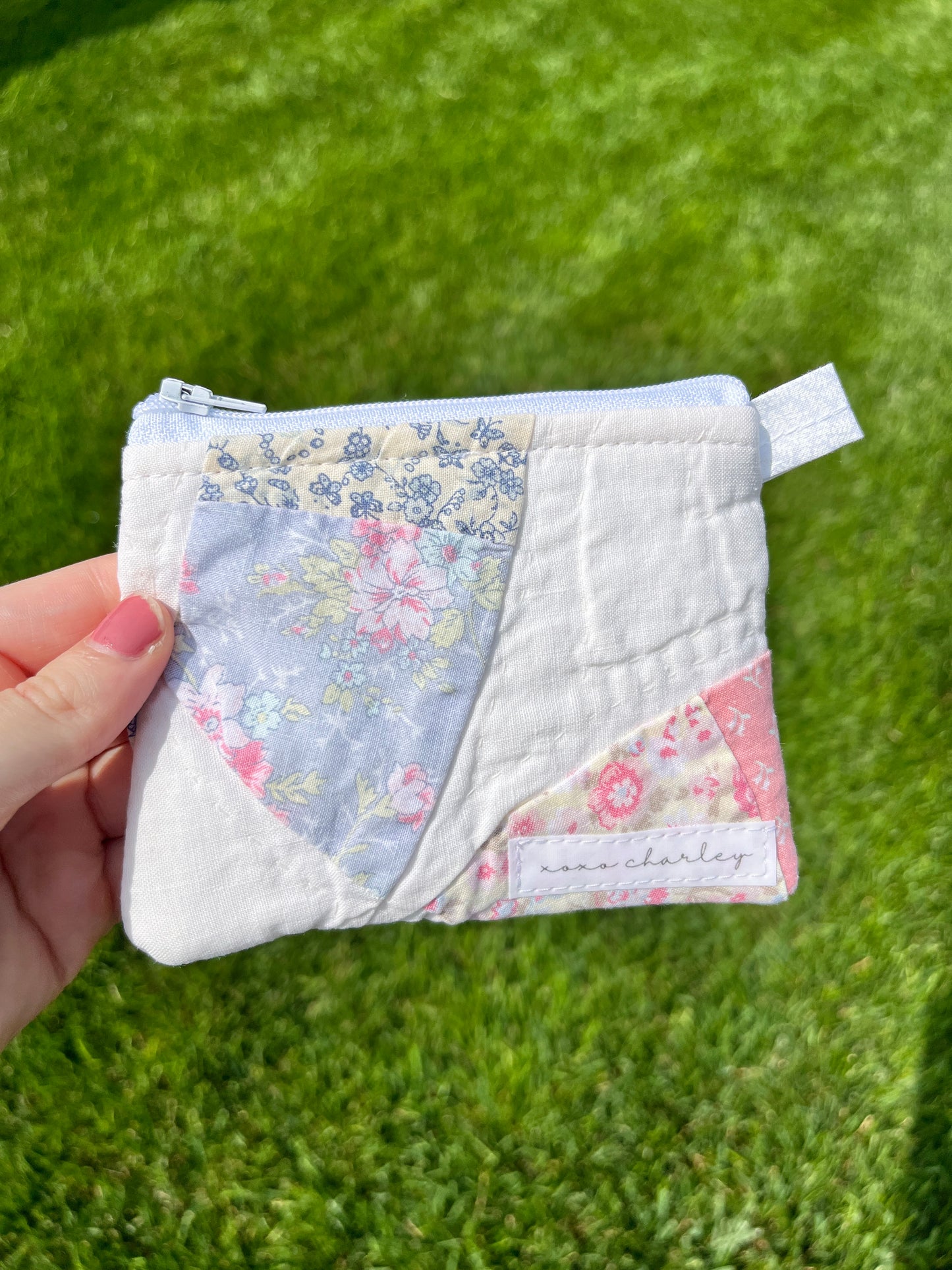 The Sky Blue Quilted Keychain Wallet #1