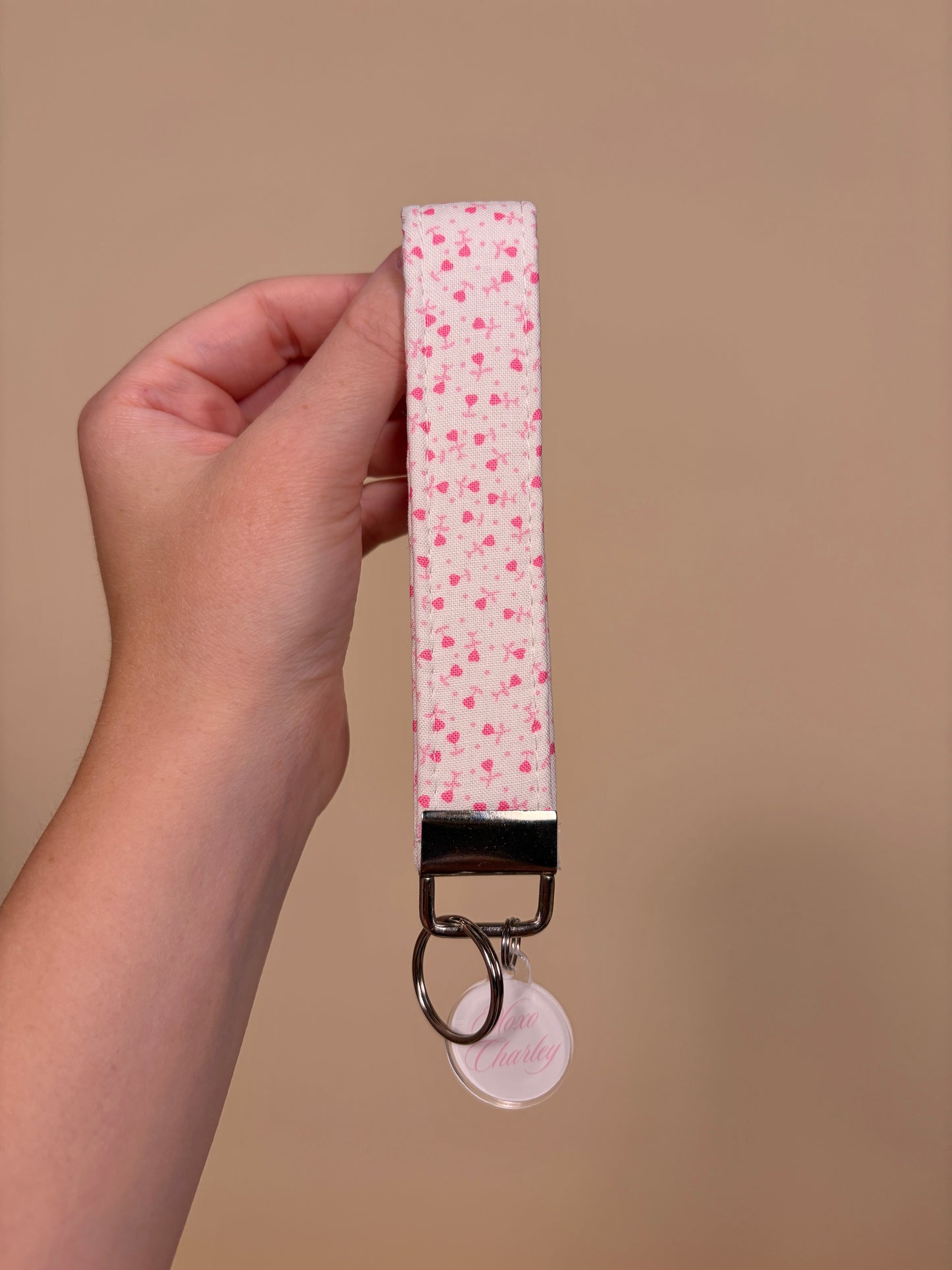 Tiny Pink Hearts Premium Keychain Wristlet