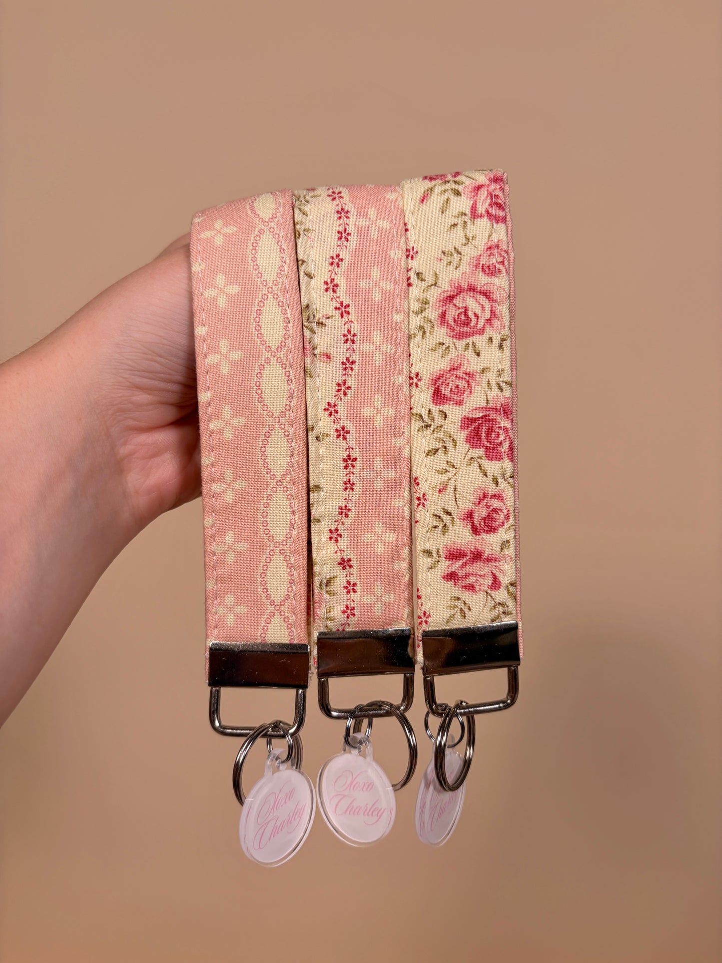 Pink & Yellow Floral Premium Keychain Wristlet