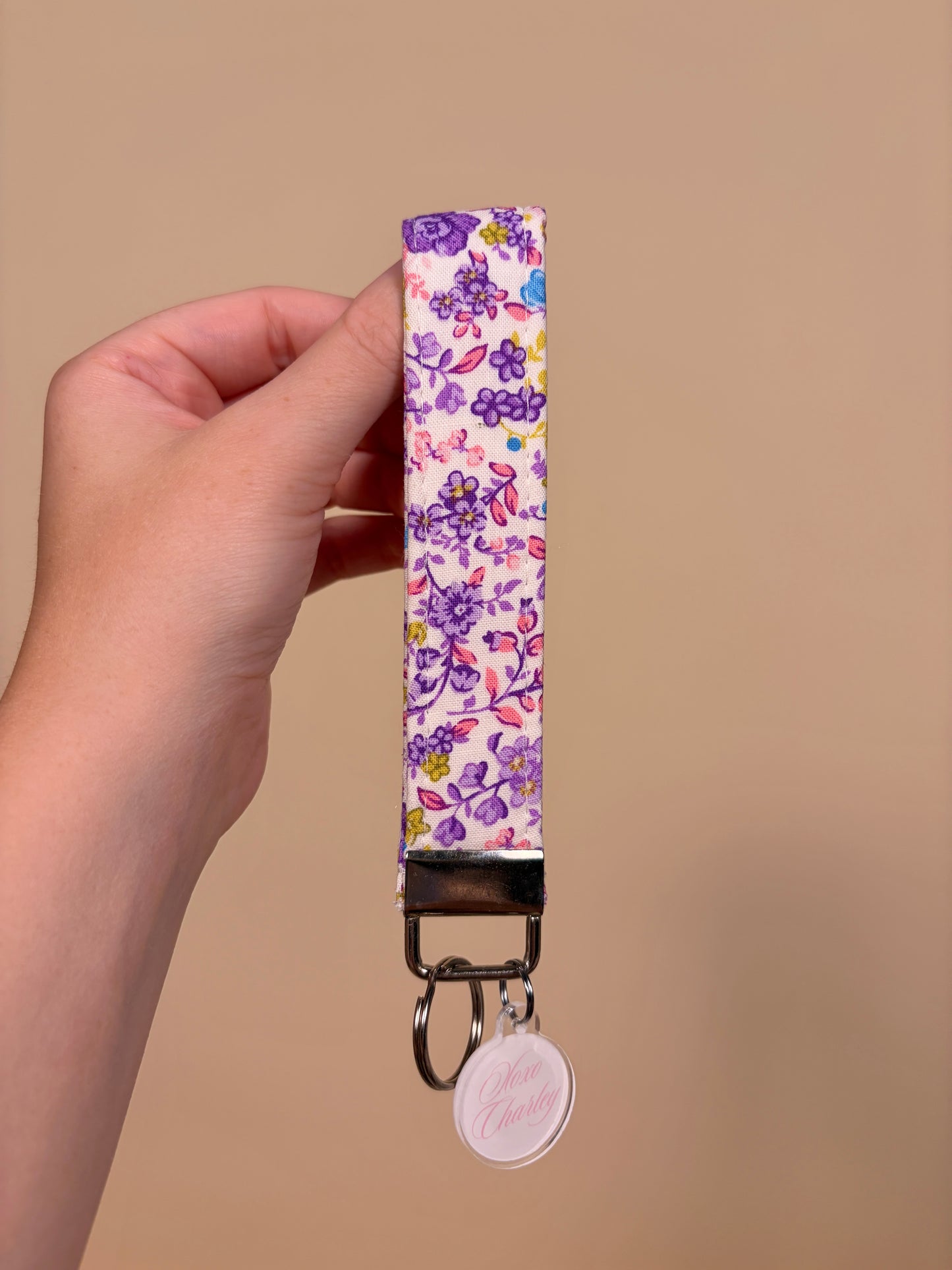 Ditsy Picnic Purple Premium Keychain Wristlet
