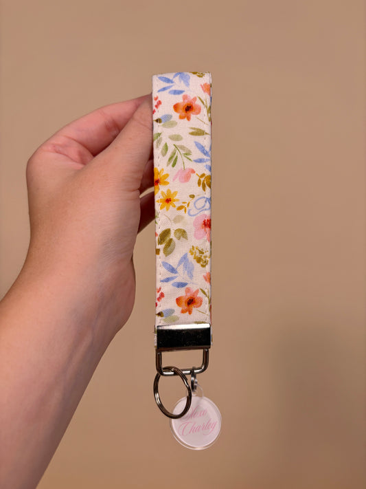 Bright Floral Premium Keychain Wristlet