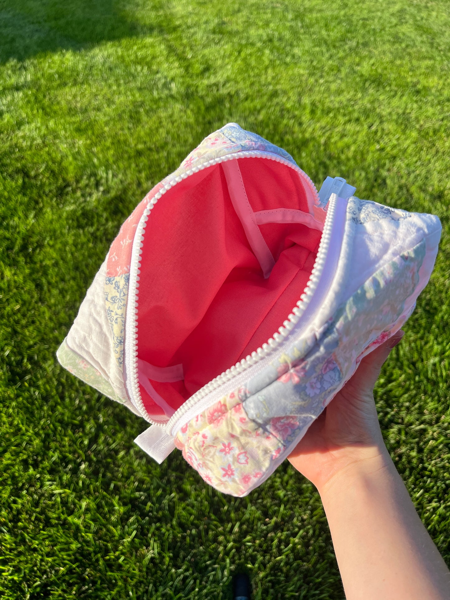 The Raspberry Quilted Makeup Bag *limited-edition*