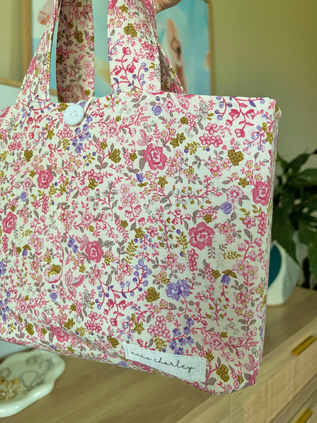 Ditsy Picnic Pink Bible Tote