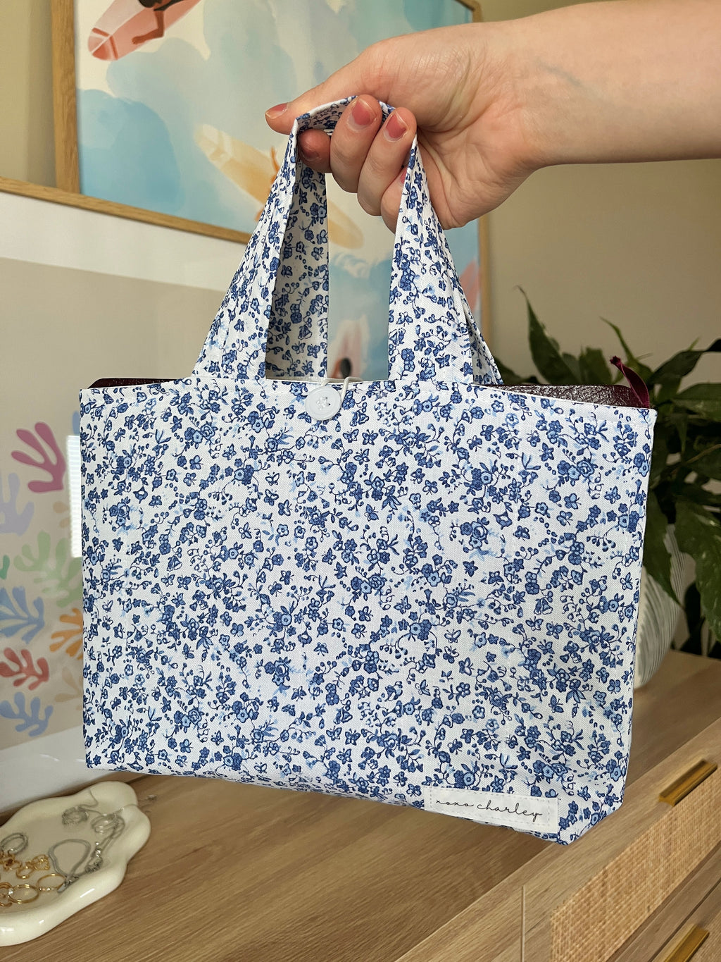 Royal Blue Floral Bible Tote