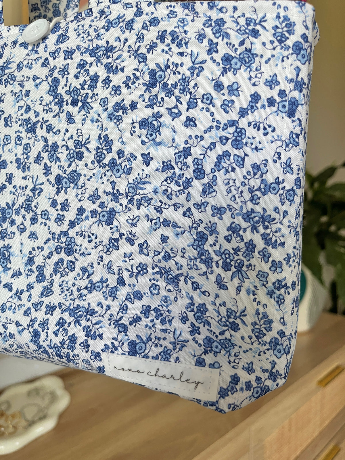 Royal Blue Floral Bible Tote