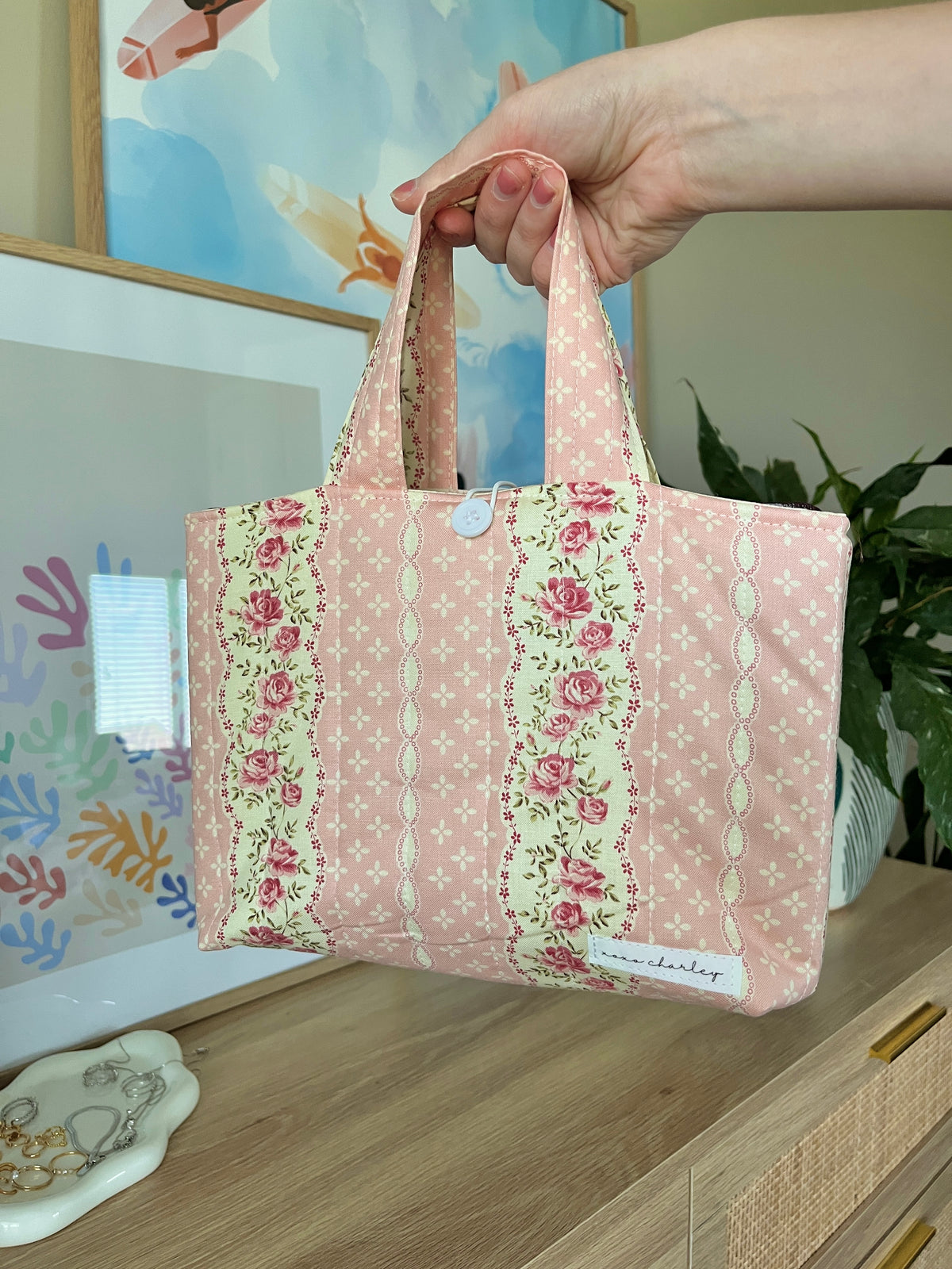 Pink & Yellow Floral Bible Tote