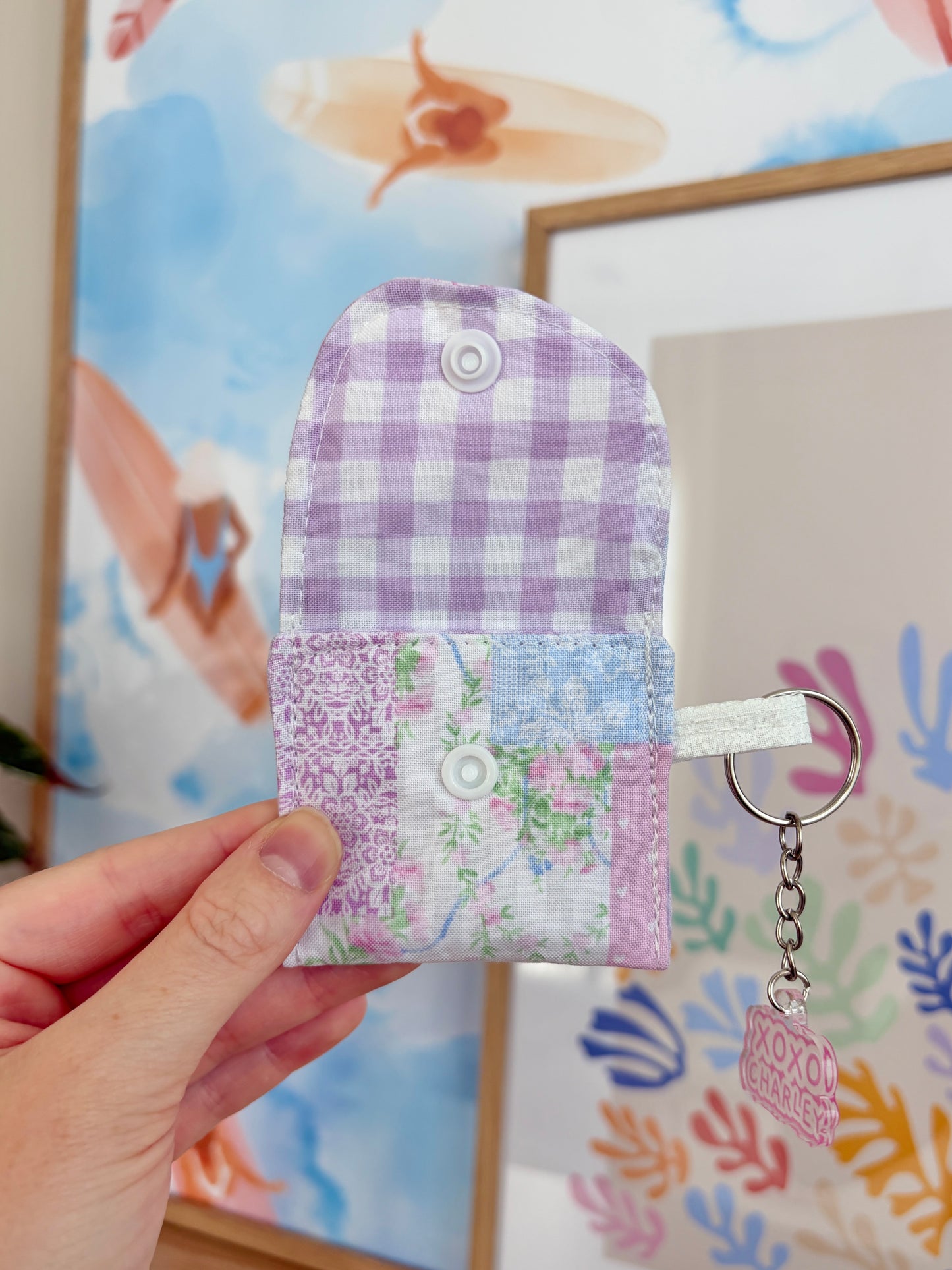 Pink Patchwork Earbuds Case