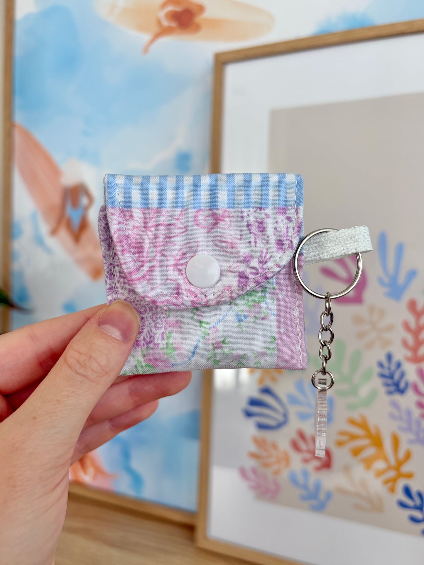 Pink Patchwork Earbuds Case