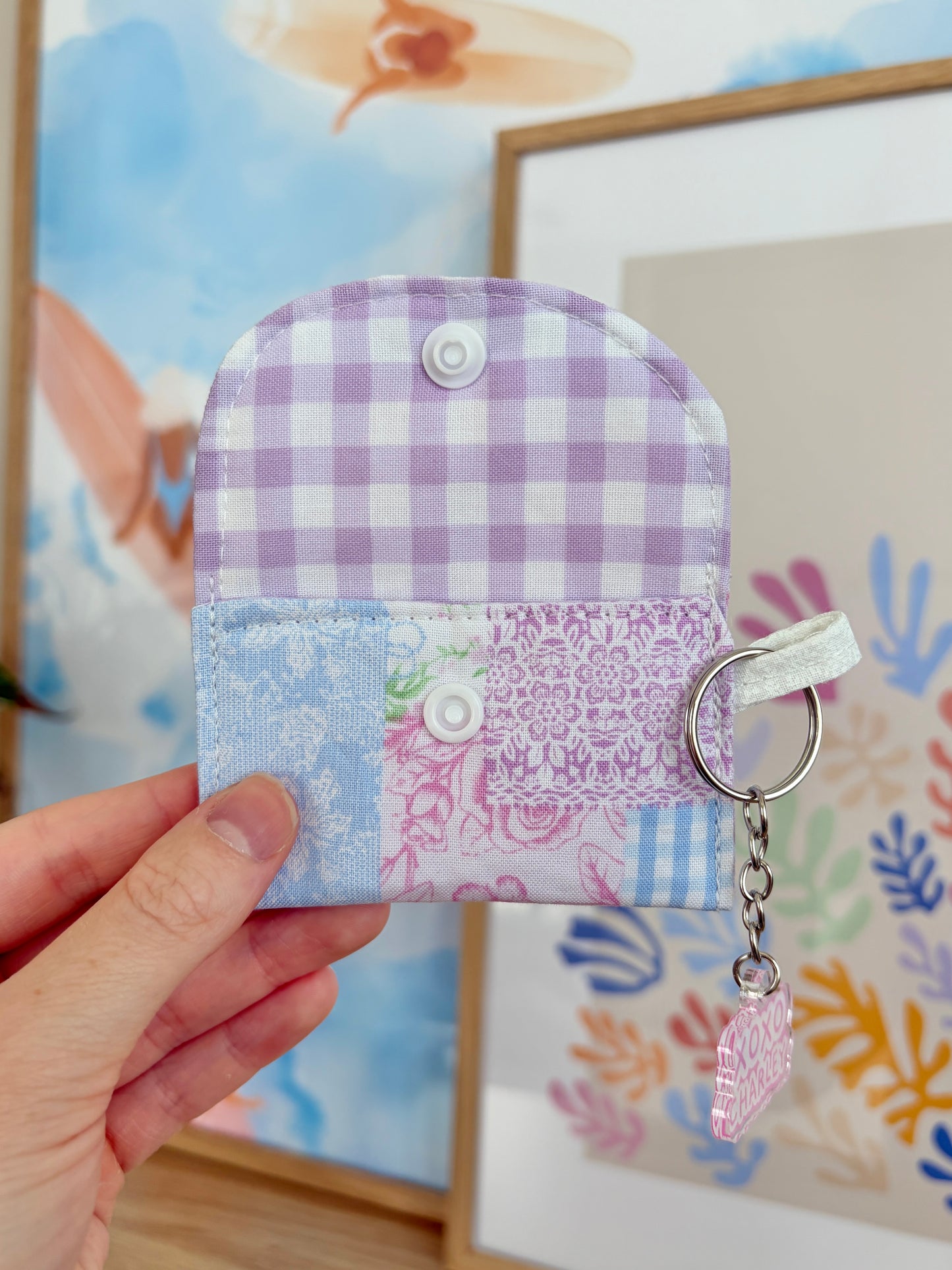 Pink Patchwork Earbuds Case
