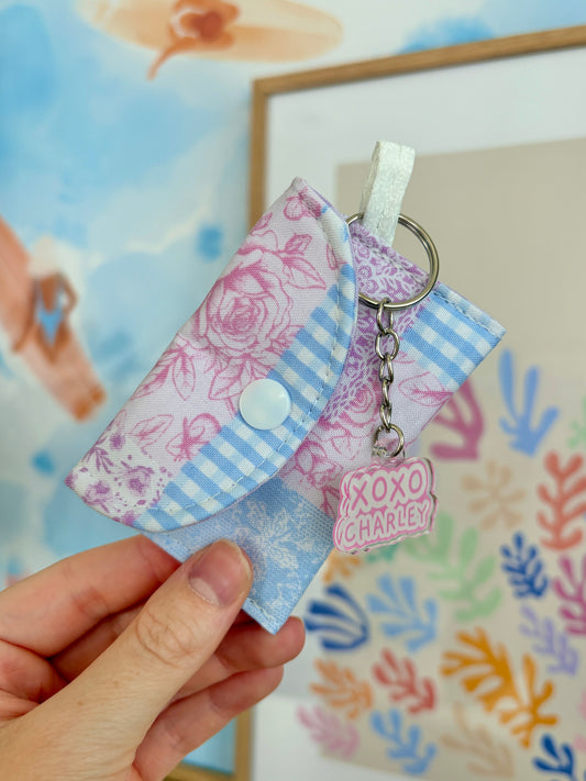 Pink Patchwork Earbuds Case
