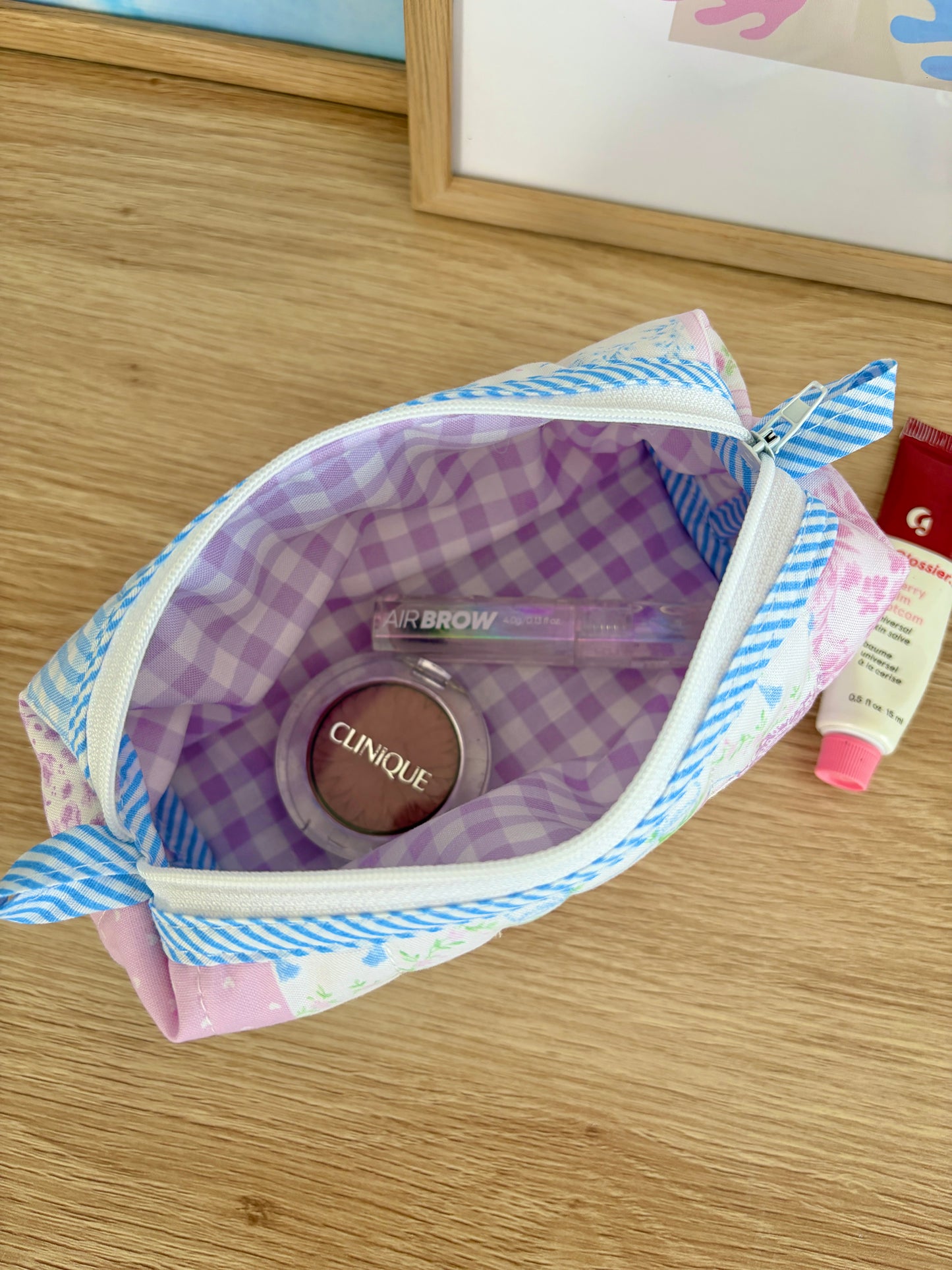 Pink Patchwork Colorblock Bag - Blue