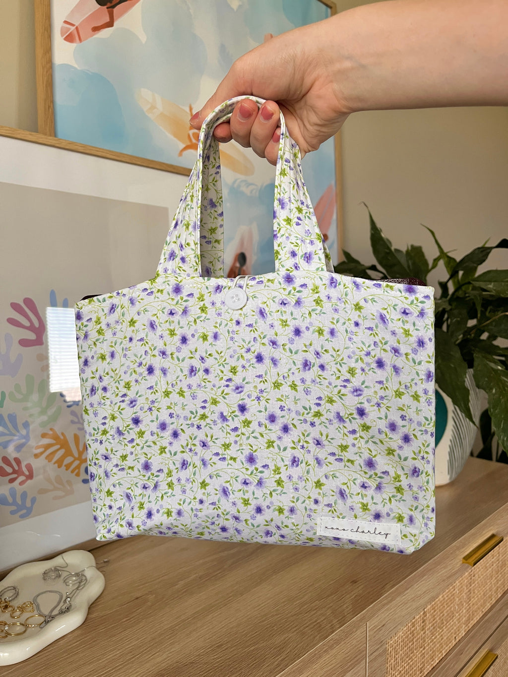 Purple Floral Bible Tote