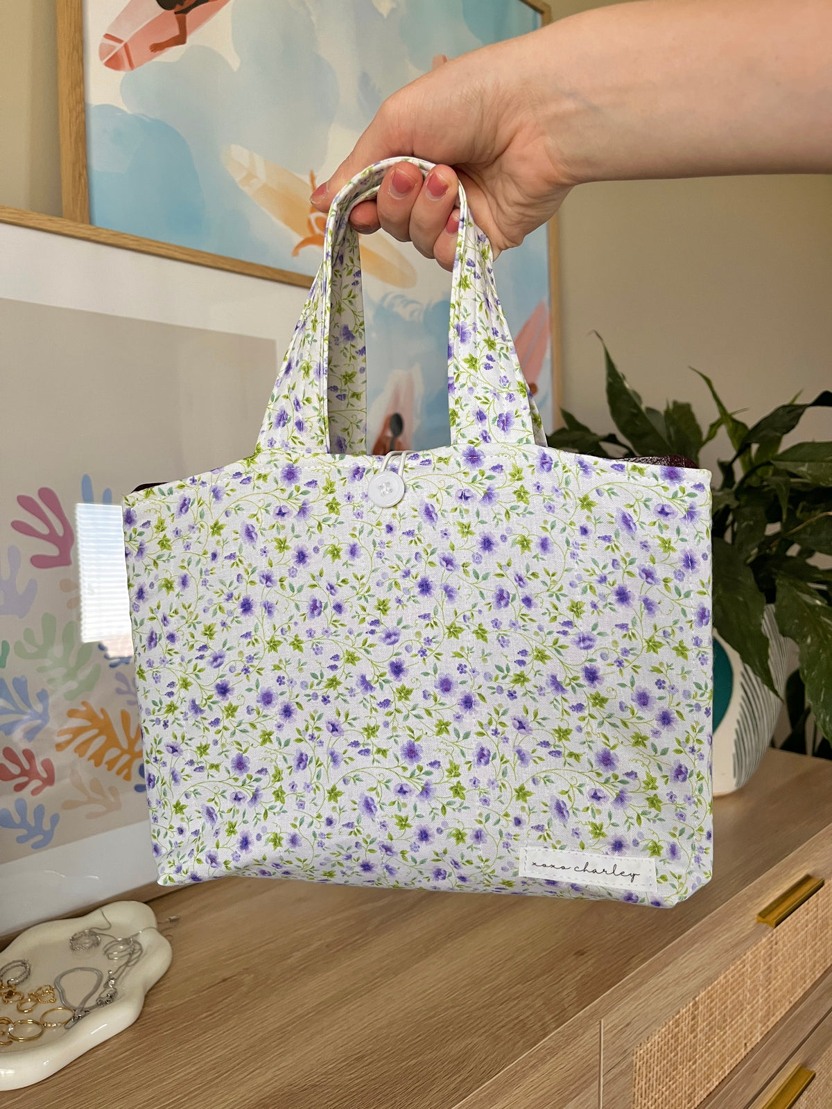 Purple Floral Bible Tote