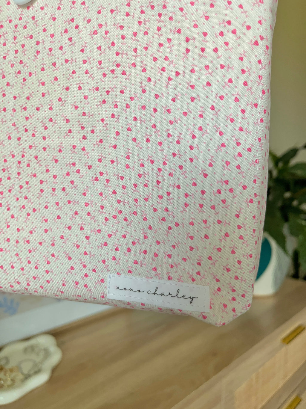 Pink Hearts Bible Tote