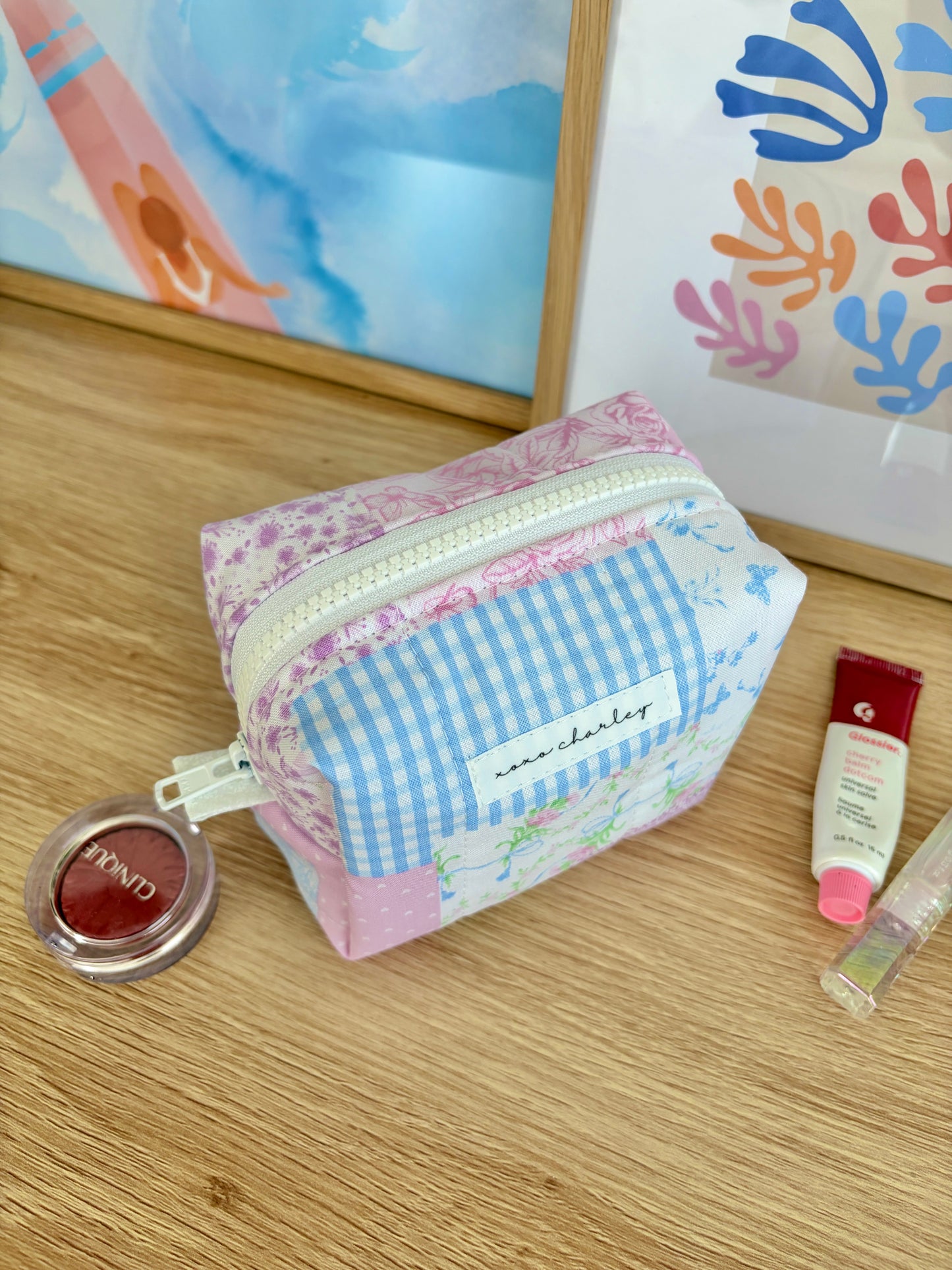 Pink Patchwork Mini Makeup Bag