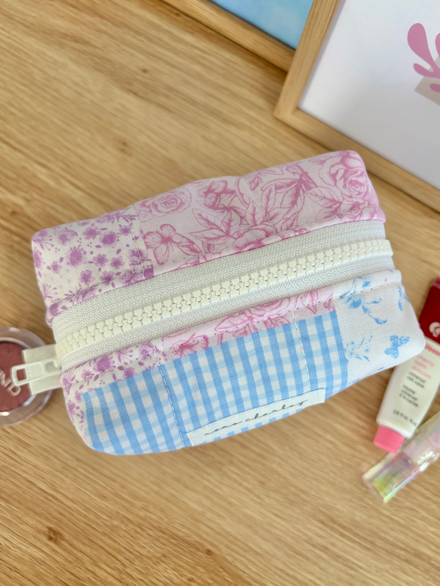 Pink Patchwork Mini Makeup Bag