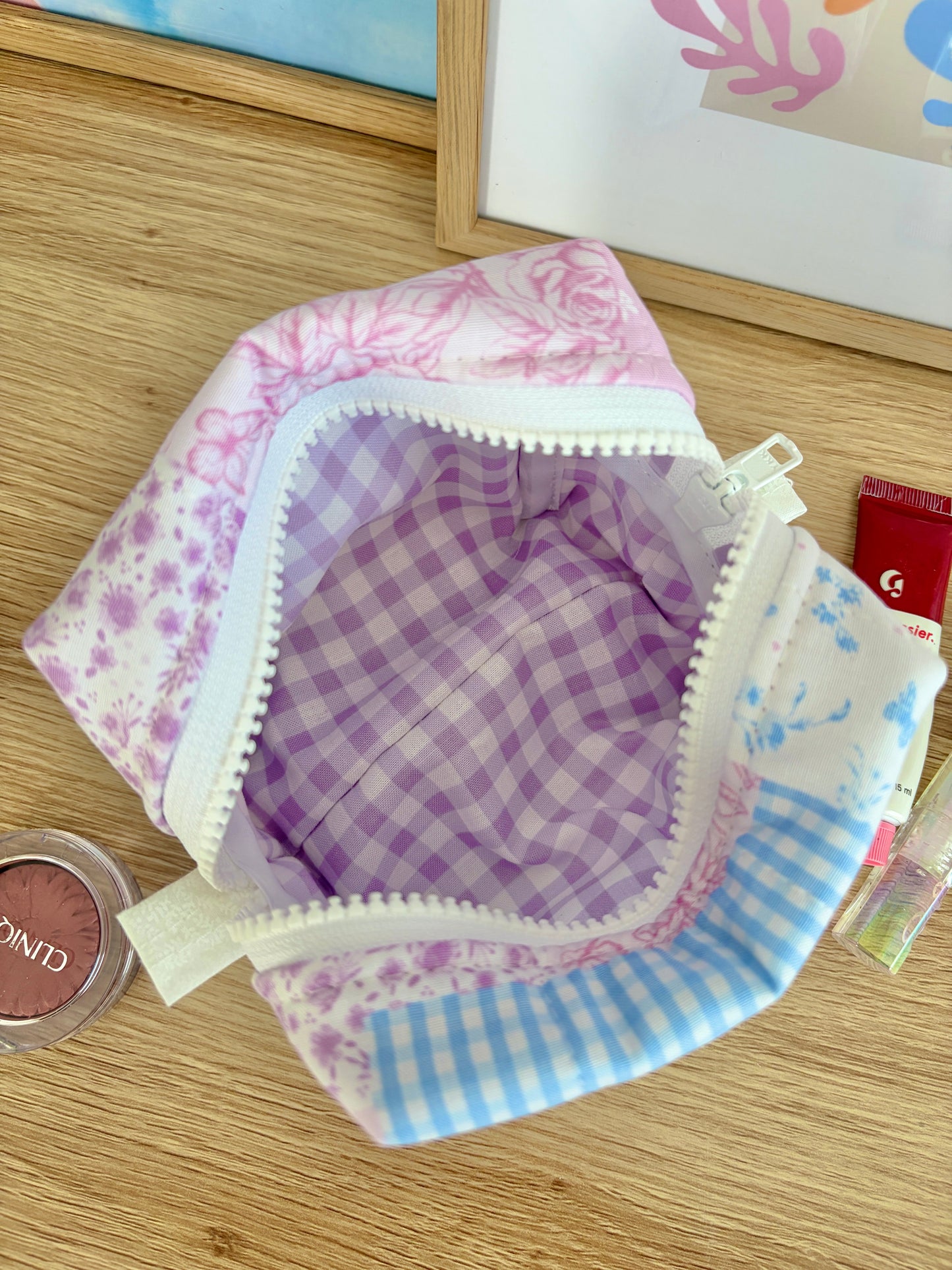 Pink Patchwork Mini Makeup Bag
