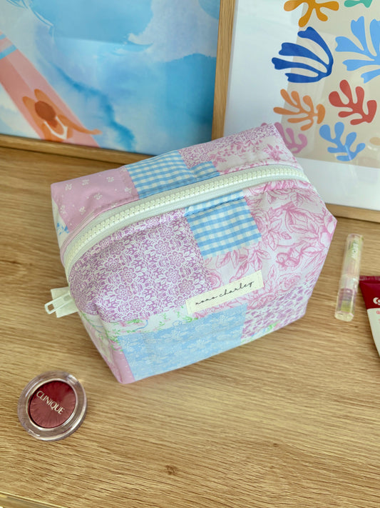 Pink Patchwork Medium Makeup Bag