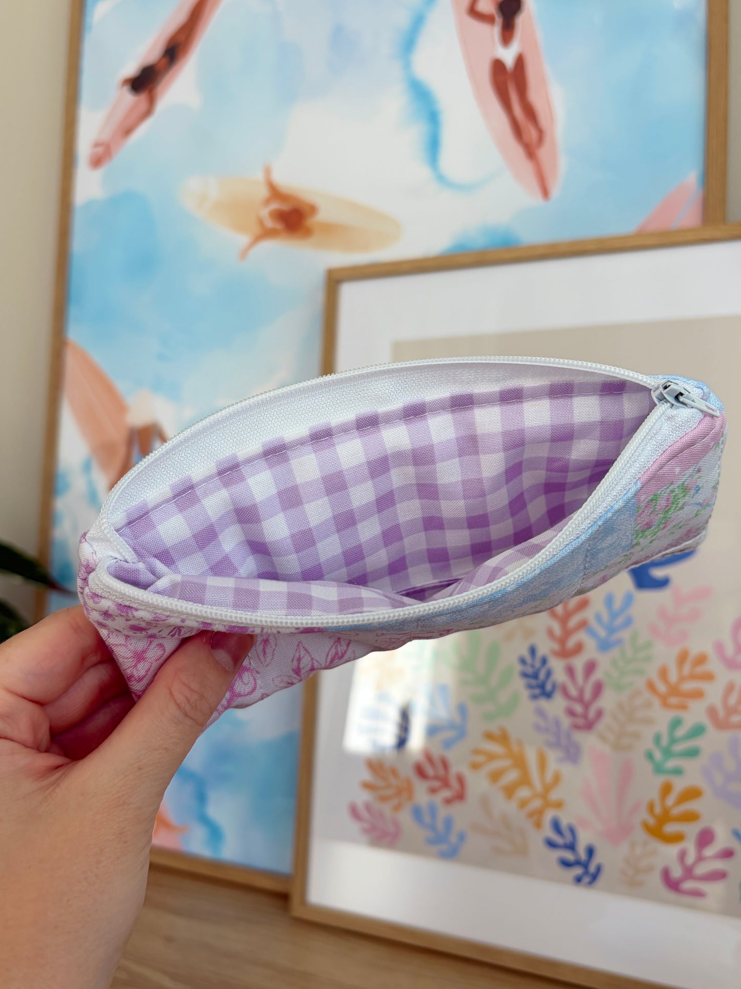 Pink Patchwork Pencil & Glasses Case