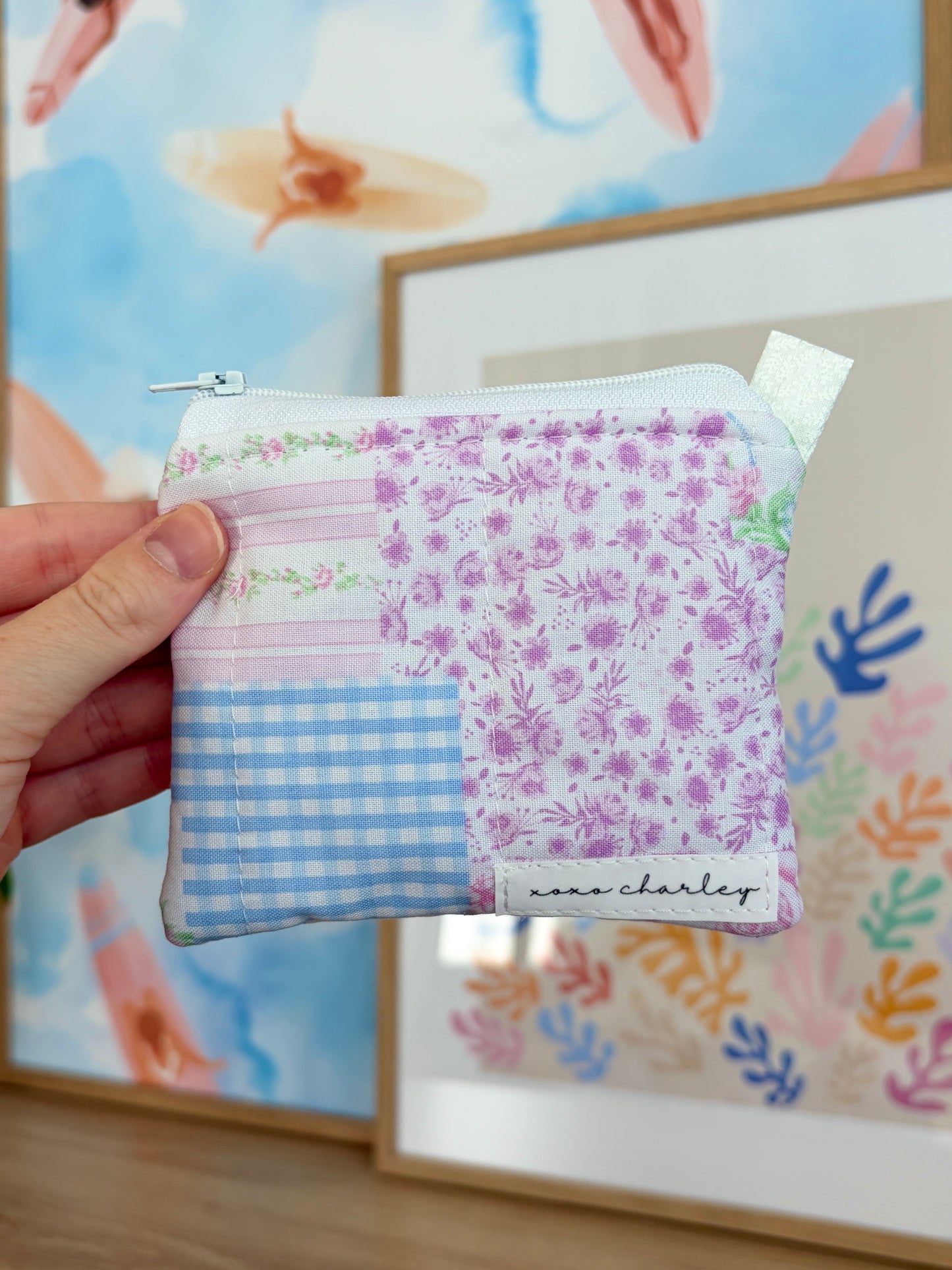 Pink Patchwork Keychain Wallet