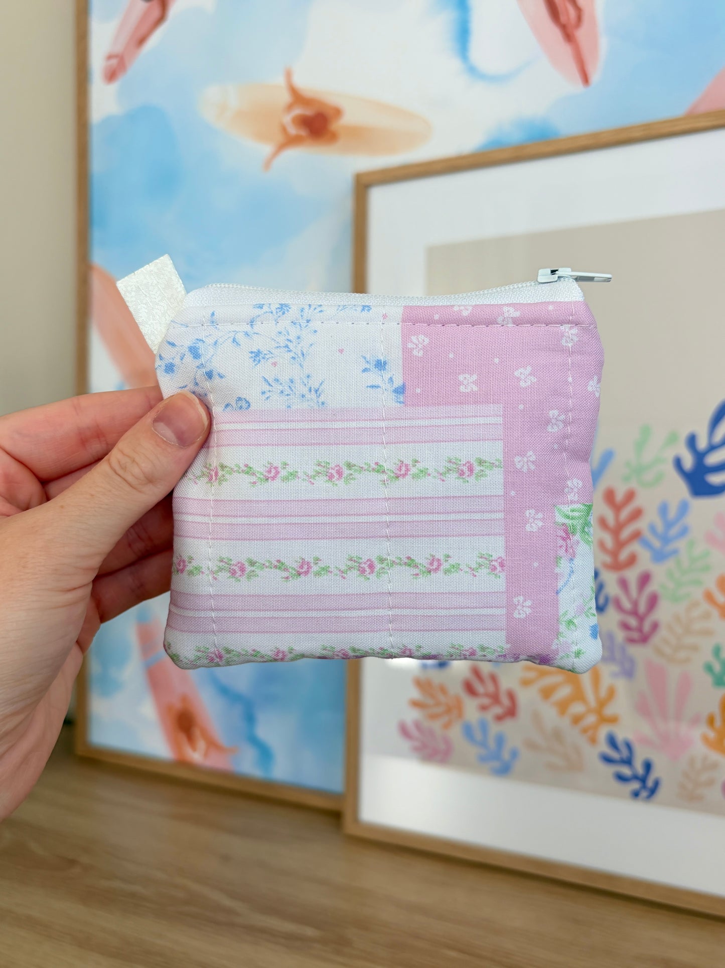 Pink Patchwork Keychain Wallet